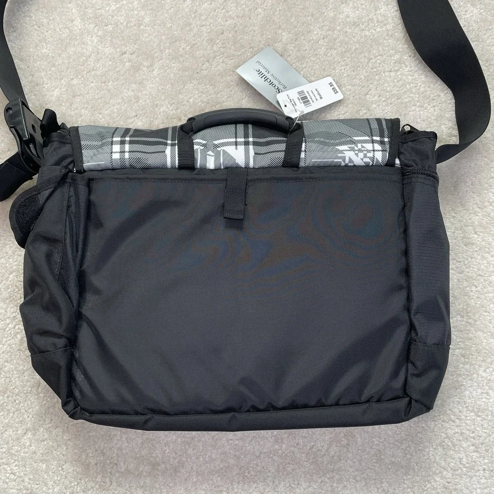 L.L. BEAN Messenger Bag Shoulder Medium Strap Push Lock Logo Black Print